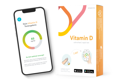 Verpackung vitamin d test mit smartphone