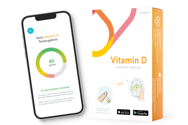 Verpackung vitamin d test mit smartphone